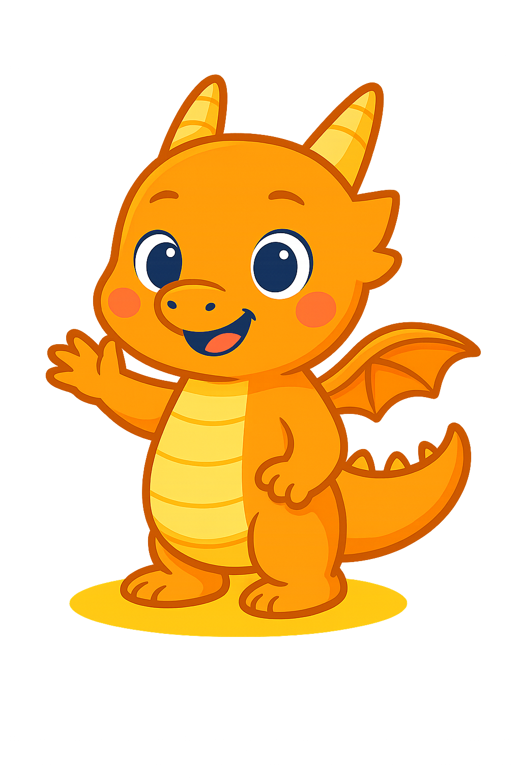 Mascote sorridente com asas
